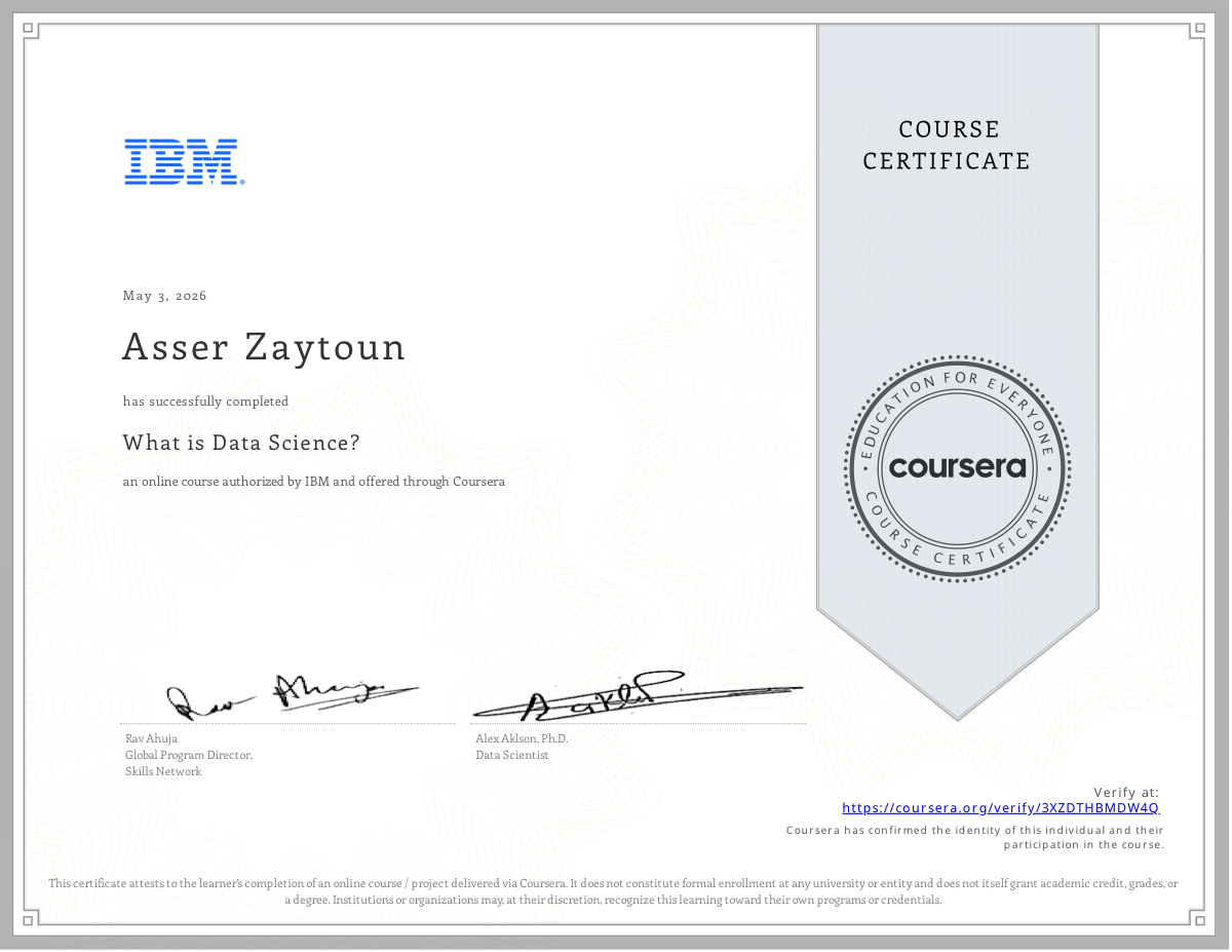 IBM What is Data Science Certificate