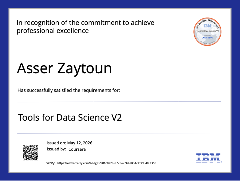 IBM Tools for Data Science Certificate